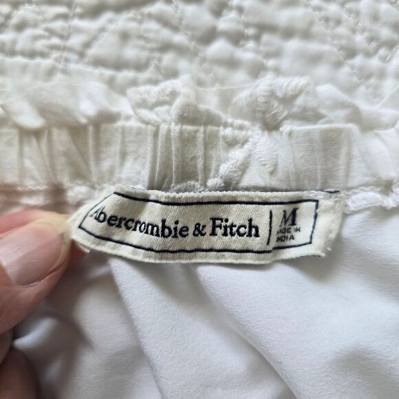 Abercrombie & Fitch Embroidered Lace Off Shoulder Dress White M Cottage Bridal - Picture 5 of 8